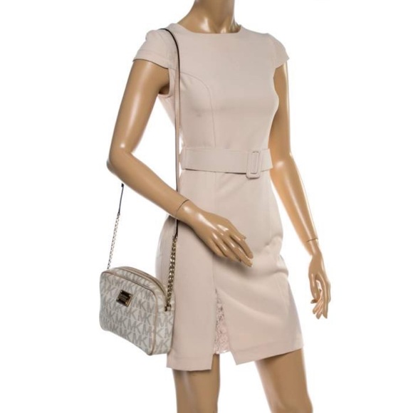 Michael Kors White/Beige Signature Coated Canvas East/West Crossbody Bag - Picture 4 of 6